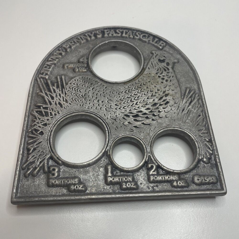 Vintage Henny Penny's Pasta Scale & Trivet 1983 Pewtarex Henny Pennys